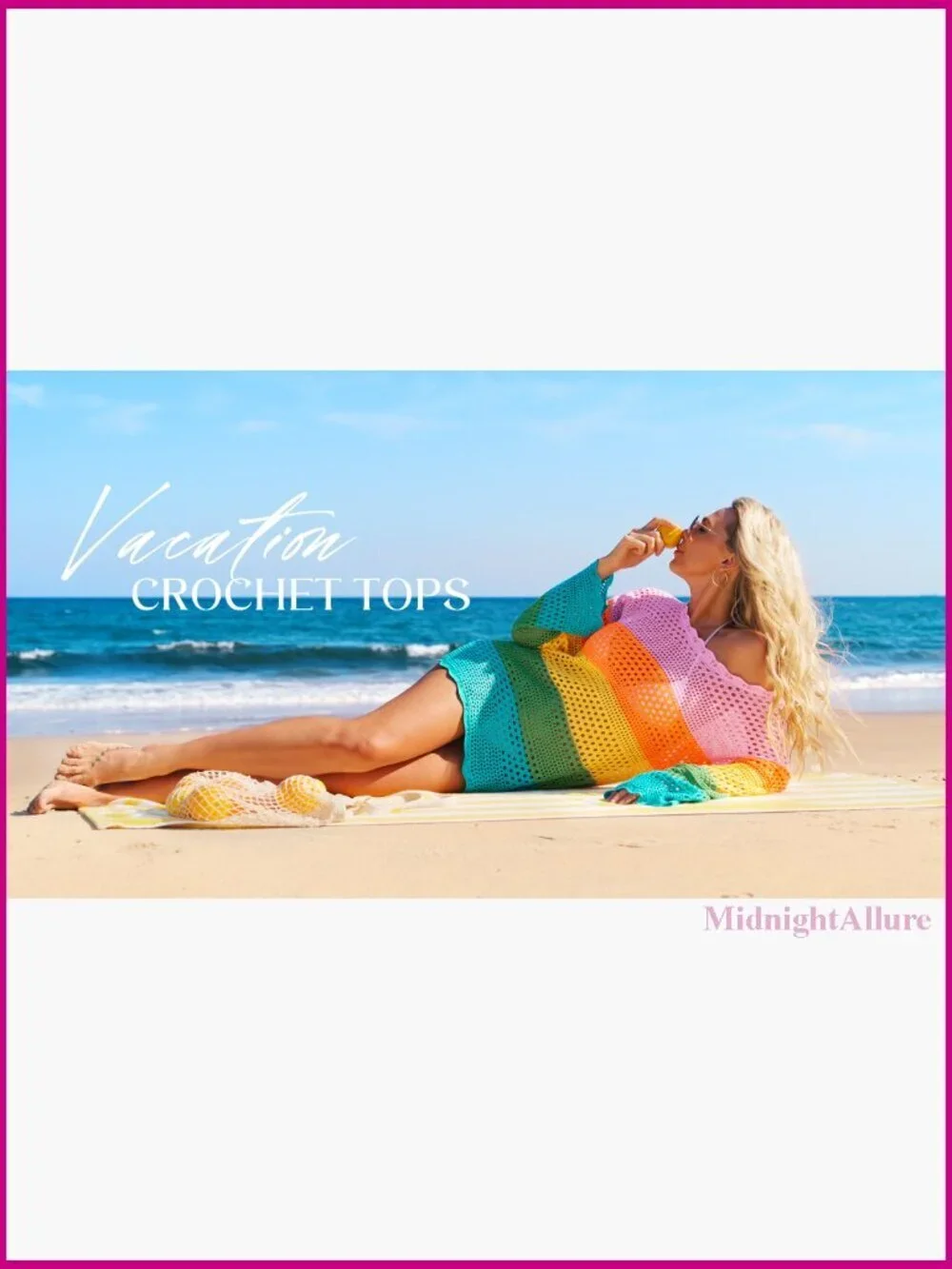 Large Crochet Swimsuit Coverup Long Sleeve Tunic Top Beach Vacation